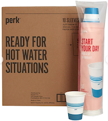 CUPS, PAPER, HOT, PERK, WHITE/BLUE, 12 OZ., 500/CT LARGE