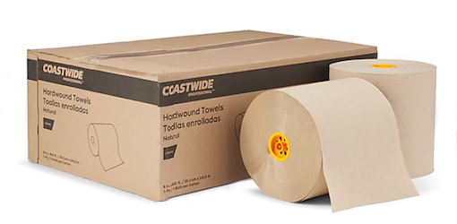 PAPER TOWEL, HARDWOUND, NATURAL, J-SERIES, 800' ROLLS, 6/CS LARGE
