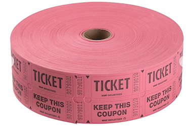 TICKET ROLL, RAFFLE, STAPLES, DOUBLE, 2000/CT LARGE