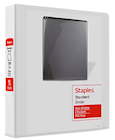 BINDER, 3 RING, VIEW, STAPLES, 1 1/2", D RING, WHITE THUMBNAIL