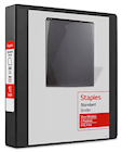 BINDER, 3 RING, VIEW, STAPLES, 1 1/2", D RING, BLACK THUMBNAIL