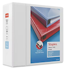 BINDER, 3 RING, VIEW, STAPLES, HEAVY DUTY, 5", D RING, WHITE THUMBNAIL