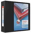 BINDER, 3 RING, VIEW, STAPLES, HEAVY DUTY, 4", D RING, BLACK THUMBNAIL