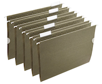 FILE FOLDERS, HANGING, LETTER SIZE, 1/5 CUT TAB, 100% RECYCLED, GREEN, 25/CT MAIN