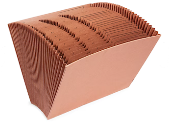 ACCORDIAN FILE, NUMERICAL INDEX, 31 POCKET, LETTER SIZE, BROWN LARGE