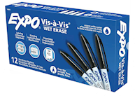 WET ERASE MARKERS, EXPO, FINE POINT, BLACK, 12/CT THUMBNAIL