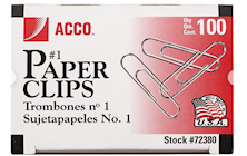 PAPER CLIPS, ACCO, ECONOMY #1, 100/BOX, 10 BOXES/CT THUMBNAIL