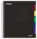 NOTEBOOK, 5 SUBJECT, STAPLES, 8.5" X 11", COLLEGE RULED, 150 SHEETS, BLACK THUMBNAIL