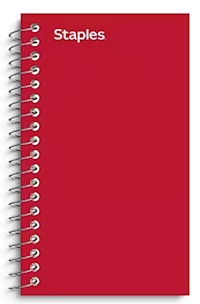 MEMO BOOKS, COLLEGE RULED, STAPLES, 3" X 5", ASSORTED COLORS, 75 SHEETS/PAD, 5 PADS/CT MAIN