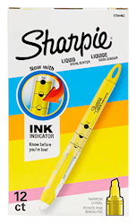 HIGHLIGHTERS, SHARPIE, LIQUID, CHISEL TIP, YELLOW, 12/CT LARGE