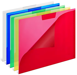 FILE JACKETS, PLASTIC, HEAVYWEIGHT, LETTER SIZE, ASSORTED COLORS, 5/CT LARGE