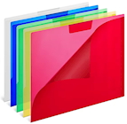 FILE JACKETS, PLASTIC, HEAVYWEIGHT, LETTER SIZE, ASSORTED COLORS, 5/CT THUMBNAIL