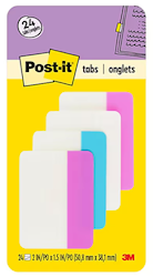 FILING TABS, POST-IT, ASSORTED COLORS, 2"W, 24 TABS/CT LARGE