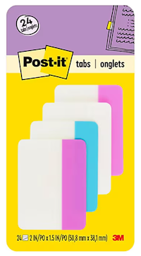 FILING TABS, POST-IT, ASSORTED COLORS, 2"W, 24 TABS/CT MAIN