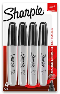 PERMANENT MARKERS, SHARPIE, CHISEL TIP, BLACK, 4/CT MAIN