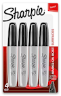 PERMANENT MARKERS, SHARPIE, CHISEL TIP, BLACK, 4/CT THUMBNAIL