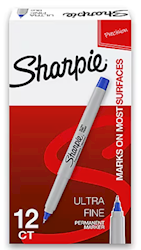 PERMANENT MARKERS, SHARPIE, ULTRA FINE TIP, BLUE, 12/CT LARGE