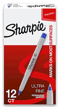 PERMANENT MARKERS, SHARPIE, ULTRA FINE TIP, BLUE, 12/CT MAIN