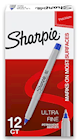 PERMANENT MARKERS, SHARPIE, ULTRA FINE TIP, BLUE, 12/CT THUMBNAIL