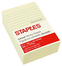STICKY NOTES, RECYCLED, 4" X 6", LINED, 100 SHEETS/PAD, 5 PADS/CT MAIN