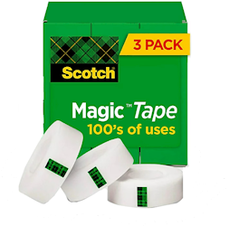 TAPE, SCOTCH, INVISIBLE, 0.75" X 27.77 YDS, 1" CORE, 3 ROLLS/CT LARGE