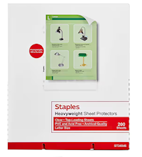 SHEET PROTECTORS, HEAVYWEIGHT, STAPLES, 8.5" X 11", CLEAR, 200/CT MAIN