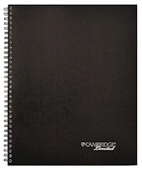 NOTEBOOKS, 1 SUBJECT, CAMBRIDGE, 8.88" X 11", WIDE RULED, 80 SHEETS, BLACK MAIN
