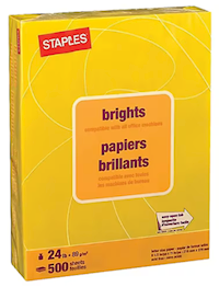 PAPER, MULTIPURPOSE, STAPLES BRIGHTS, 24 LBS, 8.5" X 11", YELLOW, 500/REAM MAIN