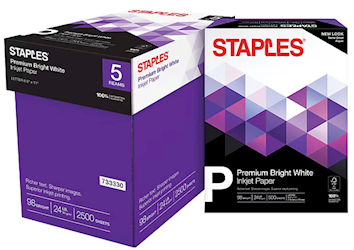 PAPER, INKJET & LASER, 8.5" X 11", 24 LBS, BRIGHT WHITE, 500 SHEETS/REAM, 5 REAMS/CT LARGE