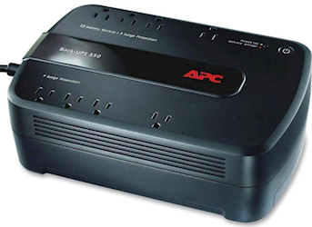 SURGE PROTECTOR, BATTERY BACKUP, APC BACK-UPS ES 550VA, 8 OUTLETS, BLACK LARGE