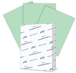 PAPER, MULTIPURPOSE, HAMMERMILL, 20 LBS, 8.5" X 11", GREEN, 500/REAM LARGE