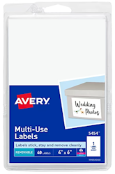 LABELS, MULTIUSE, AVERY, PRINTABLE, SELF ADHESIVE, 4" X 6", 40/CT LARGE