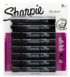 PERMANENT MARKERS, SHARPIE, BULLET TIP, BLACK, 8/CT LARGE