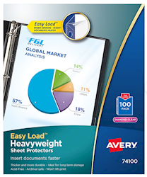 SHEET PROTECTORS, HEAVYWEIGHT, AVERY, 8.5" X 11", DIAMOND CLEAR, 100/CT LARGE