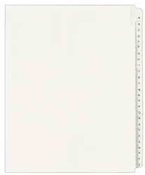 DIVIDER, AVERY, PRE-PRINTED PAPER, COLLATED SET, A-Z TABS, WHITE, LETTER SIZE LARGE