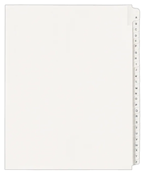 DIVIDER, AVERY, PRE-PRINTED PAPER, COLLATED SET, A-Z TABS, WHITE, LETTER SIZE MAIN