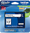 LABEL MAKER TAPE, LAMINATED, BROTHER TZE-231, 1/2" X 26 1/5', BLACK ON WHITE THUMBNAIL