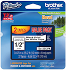 LABEL MAKER TAPE, LAMINATED, BROTHER TZE-231, 1/2" X 26 1/5', BLACK ON WHITE, 2/CT THUMBNAIL