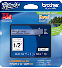 LABEL MAKER TAPE, LAMINATED, BROTHER TZE-131, 1/2" X 26 1/5', BLACK ON CLEAR THUMBNAIL