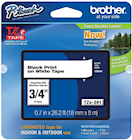 LABEL MAKER TAPE, LAMINATED, BROTHER TZE-241, 3/4" X 26 1/5', BLACK ON WHITE THUMBNAIL