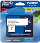 LABEL MAKER TAPE, LAMINATED, BROTHER TZE-251, 1" X 26 1/5', BLACK ON WHITE THUMBNAIL