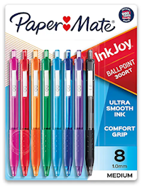 PENS, BALLPOINT, RETRACTABLE, PAPER MATE, MEDIUM POINT, ASSORTED COLORS, 8/CT MAIN