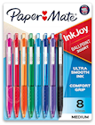 PENS, BALLPOINT, RETRACTABLE, PAPER MATE, MEDIUM POINT, ASSORTED COLORS, 8/CT THUMBNAIL