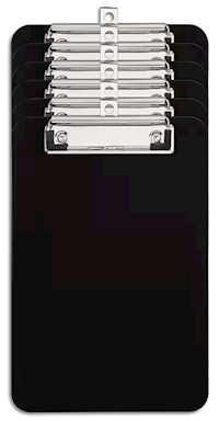 CLIPBOARDS, PLASTIC, STAPLES, LETTER SIZE, BLACK, 6/CT MAIN