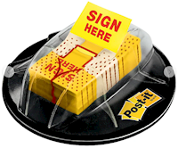 MESSAGE FLAGS, POST-IT, SIGN HERE, 1"W, YELLOW, 200 FLAGS/CT MAIN