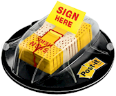 MESSAGE FLAGS, POST-IT, SIGN HERE, 1"W, YELLOW, 200 FLAGS/CT THUMBNAIL