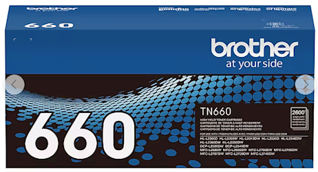 TONER, CARTRIDGE, HIGH YIELD, BROTHER TN-660, BLACK LARGE