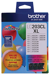 INK, CARTRIDGE, HIGH YIELD, BROTHER LC2033PKS, CYAN/MAGENTA/YELLOW, 3/CT MAIN