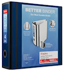BINDER, 3 RING, STAPLES, D RING, 4", NAVY BLUE THUMBNAIL