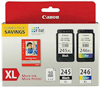 INK, CARTRIDGE, HIGH YIELD, CANON 245XL/246XL, BLACK/TRI-COLOR, WITH 4X6 PHOTO PAPER, 2/CT MAIN